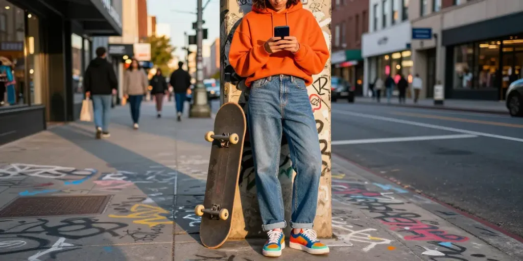Streetwear scene featuring rokok88 fashion trends in an urban setting.